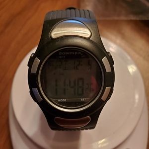 Bowflex Black & Silver Tone Silicone Watch & Heart Monitor